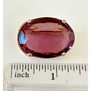 Bellini Brooch Purple Glass Oval Faceted Gold Tone Stunning Gorgeous VTG